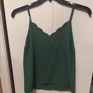 Express Green Scallop-Edge Cami Top